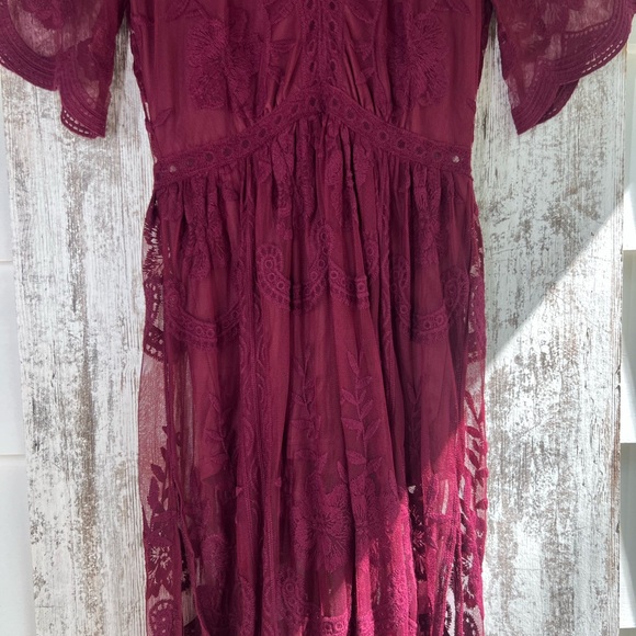 Honey Punch Red Flutter Sleeve V-Neck Sundress - Picture 5 of 13